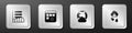 Set Server, Data, Web Hosting, Loading data window, Social network and Cloud hacking icon. Silver square button. Vector Royalty Free Stock Photo
