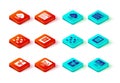 Set Server, Data, Web Hosting, Monitor with graph chart, stream, report, Search engine and Cloud computing lock icon Royalty Free Stock Photo