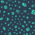 Set Server, Data, Web Hosting, Network cloud connection, Filter setting and Broken file on seamless pattern. Vector Royalty Free Stock Photo