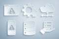 Set Server, Data, Web Hosting, Network cloud connection, Mobile with exclamation mark, Arrow growth gear and Browser Royalty Free Stock Photo