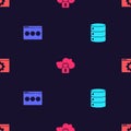 Set Server, Data, Web Hosting, Password protection, Cloud computing lock and Browser setting on seamless pattern. Vector Royalty Free Stock Photo