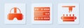 Set Server, Data, Web Hosting, Virtual reality glasses and Factory conveyor system belt. White square button. Vector