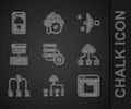 Set Server and gear, Computer network, Browser files, Cloud technology data transfer, Folder tree, Server, Data, Web Royalty Free Stock Photo