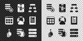 Set Server and gear, Server, Data, Web Hosting, Hierarchy organogram chart, export, Network cloud connection, Browser Royalty Free Stock Photo