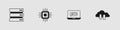 Set Server, Processor CPU, Data analysis and Cloud download and upload icon. Vector Royalty Free Stock Photo