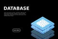 Set of server room icons, data center and database, futuristic data processing, cloud storage isometric vector dark background Royalty Free Stock Photo