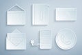 Set Server, Setting, Envelope, Phone call, User manual and Calendar icon. Vector Royalty Free Stock Photo