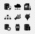 Set Server with shield, Network cloud connection, Document and lock, gear, Mobile password, Server, Data, Web Hosting Royalty Free Stock Photo