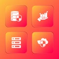 Set Server with shield, Pie chart infographic, Server, Data, Web Hosting and Cloud and icon. Vector Royalty Free Stock Photo