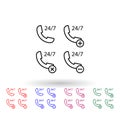 Set of service tube 24 7 multi color icon. Simple thin line, outline vector of phone icons for ui and ux, website or mobile Royalty Free Stock Photo