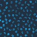 Set Setting database server, Water tap, Cloud and SSD card on seamless pattern. Vector