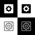Set Setting icon isolated on black and white background. Tools, service, cog, gear, cogwheel sign. Vector Royalty Free Stock Photo