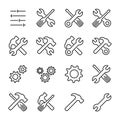 Set of setting icons in modern thin line style Royalty Free Stock Photo