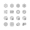 Set of setting line icon design, black outline vector icons, isolated against the white background, gear mark vector illustration. Royalty Free Stock Photo