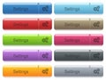 Set of settings glossy color captioned menu buttons