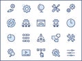 Set of Settings and Setup Vector Line Icons. Contains such Icons as Gear, Setting, Control, Iinstall, Options, Service