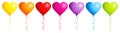 Set Of Seven Ballons Hearts Rainbow Color