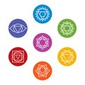 Set of seven chakra symbols. Yoga, meditation Royalty Free Stock Photo