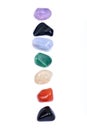 Set of seven healing chakra stones for crystal healing Royalty Free Stock Photo