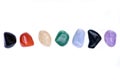 Set of seven healing chakra stones for crystal healing, Royalty Free Stock Photo