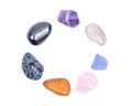 Set of seven healing chakra stones for crystal healing Royalty Free Stock Photo