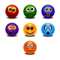 Set of seven rainbow colorful emoticons