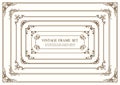 Set Of Seven Rectangular Vintage Frames Isolated On A Plain Background.