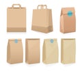 Set of seven recyclable brown paper bags