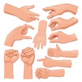 Set of several hands.