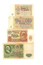Set of several old Soviet rubles isolated on white background. Royalty Free Stock Photo