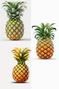 Set of several ripe pineapples