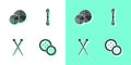 Set Sewing Button, Yarn Ball, Knitting Needles And Icon. Vector