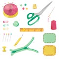 Set of sewing items isolated