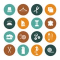 Set of sewing and knitting icons. Handmade hobby activities vector flat icons