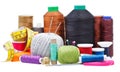 Set of sewing objects isolated on white Royalty Free Stock Photo