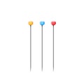 Set of sewing pins. Colorful metal push pins for tailor, needlework and dressmaking