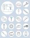Set of sewing tools vector icons