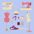 Set of sewing vector icons. Royalty Free Stock Photo