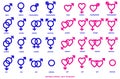 Set of sexual orientation gender or male female symbols. stroke,