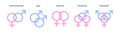 Set of sexual orientation vector symbols. Pink and blue icon signs representing male and female. LGBTQ+ graphic elements. Hetero, Royalty Free Stock Photo