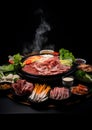 Set of shabu for marketing promotion on black background