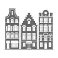 Set of 3 shape Holland old houses facades