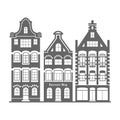 Set of 3 shape Holland old houses facades