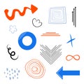 Set of shapes and doodle. Abstract arrows, trendy vector objects. Royalty Free Stock Photo