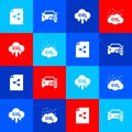 Set Share file, Car sharing, CO2 emissions cloud and icon. Vector