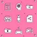 Set Share file, Head hunting concept, folder, Car sharing, Aviation bomb and icon. Vector Royalty Free Stock Photo