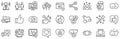 Social media line icons. Set of Share network, Social links and Rating icons. Vector