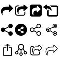 Set of share vector icon. Arrow symbol. button connection illustration sign collection. Royalty Free Stock Photo