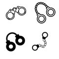 Handcuffs icon vector set. Shackle illustration sign collection. police symbol or logo. Royalty Free Stock Photo