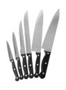 Set of sharp knives on white background